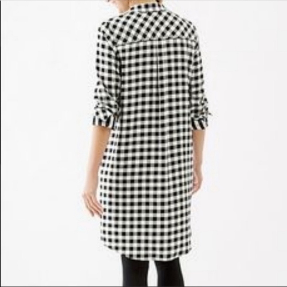 Black and White Gingham Shirt Dress - Women - Picture 2 of 7